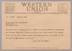 [Telegram from Henrietta and Isaac H. Kempner to Mr. and Mrs. Jesse D. Oppenheimer, March 24, 1948]