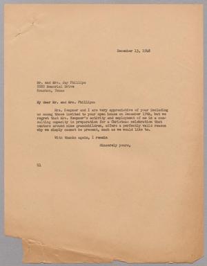 [Letter from I. H. Kempner to Mr. and Mrs. Jay Phillips, December 13, 1948]