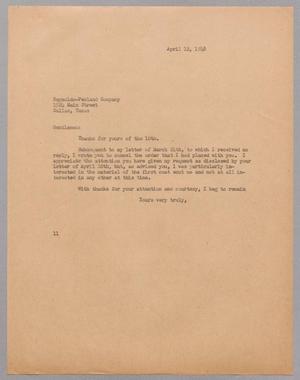 [Letter from Isaac H. Kempner to the Reynolds Penland Company, April 12, 1948]