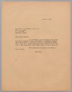 [Letter from I. H. Kempner to L. J. Reicher, April 1, 1948]