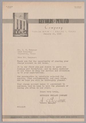 [Letter from the Reynolds Penland Company to I. H. Kempner, January 20, 1948]