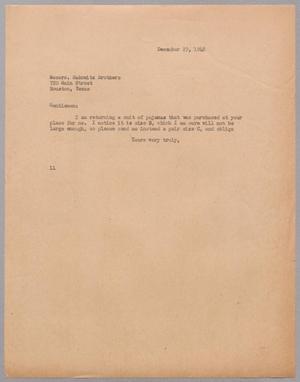 [Letter from Isaac H. Kempner to the Sakowitz brothers, December 29, 1948]