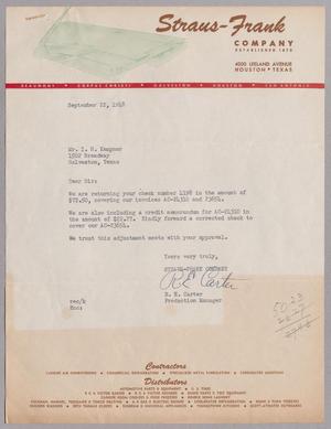 [Letter from R. E. Carter to I. H. Kempner, September 22, 1948]