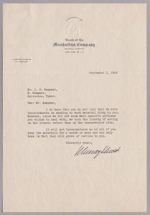 [Letter from Murray Shields to I. H. Kempner, September 3, 1948]