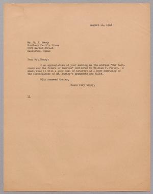 [Letter from Isaac H. Kempner to M. J. Henry, August 14, 1948]