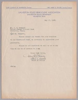 [Letter from Conway M. Shannon to I. H. Kempner, May 17, 1948]