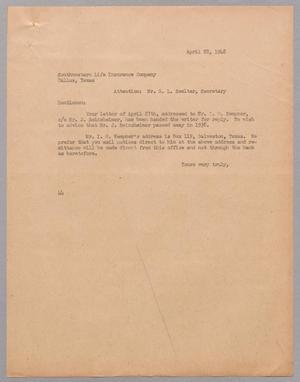 [Letter from A. H. Blackshear, Jr., to Southwestern Life Inurance Company, April 28, 1948]