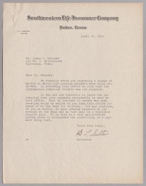 [Letter from G. L. Soelter to I. H. Kempner, April 27, 1948]