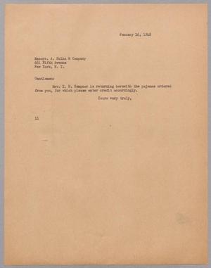 [Letter from I. H. Kempner to Messrs. A. Sulka & Company, January 16, 1948]