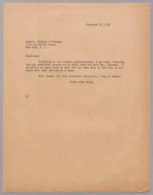 [Letter from I. H. Kempner to Tiffany & Company, December 27, 1948]
