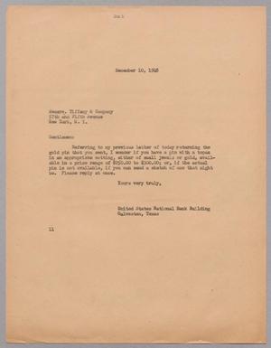 [Letter from I. H. Kempner to Tiffany & Company, December 10, 1948]