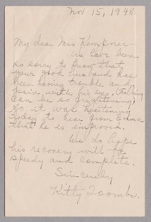 [Letter from Kitty Toombs to Henrietta Leonora Kempner, November 15, 1948]