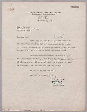 [Letter from I. Edward Tonkon to I. H. Kempner, September 18, 1948]