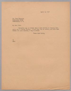 [Letter from Isaac H. Kempner to John Thompson, April 9, 1948]