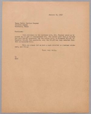 [Letter from I. H. Kempner to Texas Public Service Company, January 16, 1948]