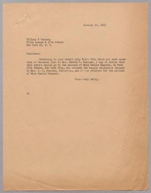 [Letter from I. H. Kempner to Tiffany & Company, January 10, 1948]