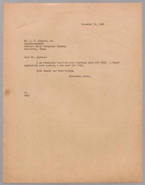[Letter from I. H. Kempner to J. R. Jackson, Jr., December 31, 1948]