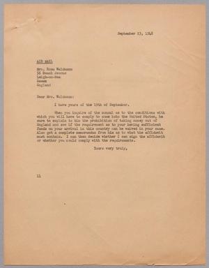 [Letter from I. H. Kempner to Rosa Waldmann, September 23, 1948]