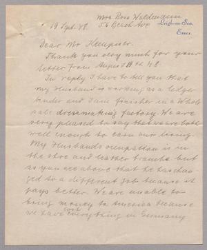 [Letter from Rosa Waldmann to I. H. Kempner, September 19, 1948]