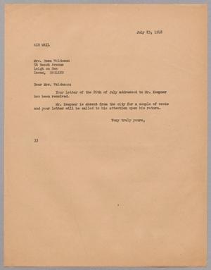 [Letter from Harris Leon Kempner to Rosa Waldmann, July 23, 1948]