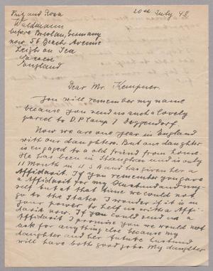 [Letter from Friz and Rosa Waldmann to I. H. Kempner, July 20, 1948]
