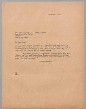 [Letter from I. H. Kempner to Henry Wilkens, Jr., September 7, 1948]