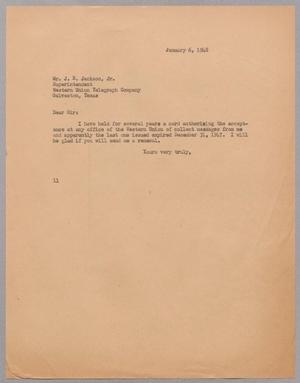 Primary view of object titled '[Letter from I. H. Kempner to J. R. Jackson, Jr., January 6, 1948]'.