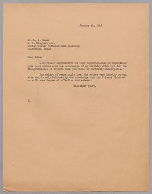 [Letter from I. H. Kempner to L. A. Weber, January 14, 1948]