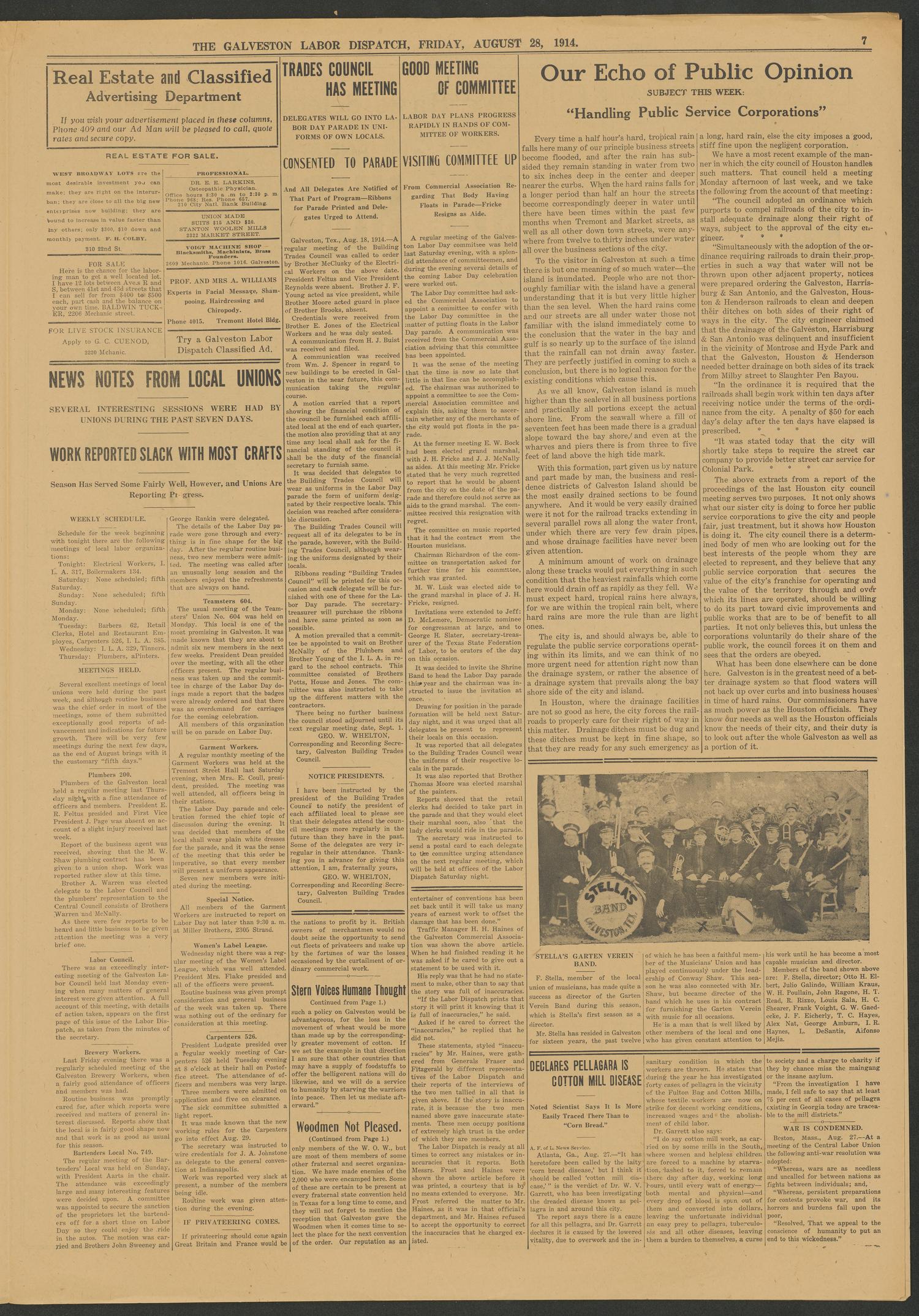 Galveston Labor Dispatch (Galveston, Tex.), Vol. 4, No. 9, Ed. 1 Friday, August 28, 1914
                                                
                                                    [Sequence #]: 7 of 12
                                                