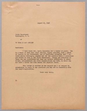 [Letter from I. H. Kempner to the State Department, August 19, 1948]