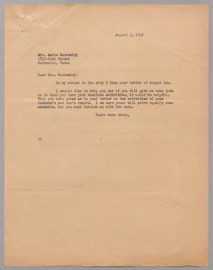 [Letter from I. H. Kempner to Marie Economidy, August 9, 1948]