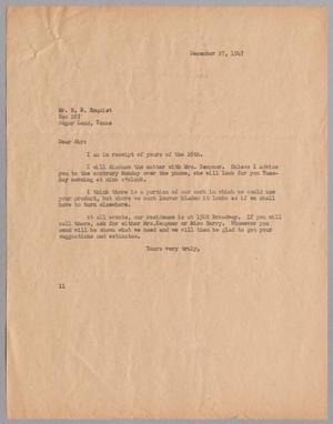 [Letter from I. H. Kempner to B. R. Enquist, December 27, 1947]