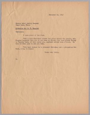 [Letter from I. H. Kempner to Brazos Metal Awning Company, December 23, 1947]