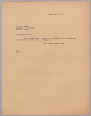 [Letter from Isaac H. Kempner to H. J. Ehlers, February 3, 1948]