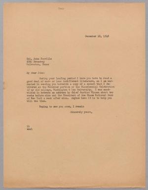 [Letter from I. H. Kempner to Col. John Fonville, December 18, 1948]