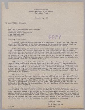 [Letter from C. Lamar Wallis to John M. Winterbotham, Jr., December 2, 1948]