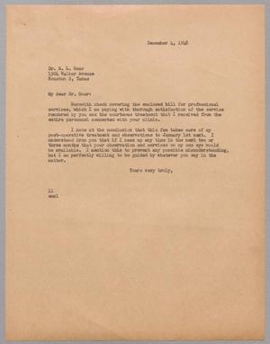 [Letter from I. H. Kempner to Dr. E. L. Goar, December 4, 1948]