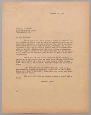 [Letter from I. H. Kempner to Judge D. L. Groner, October 18, 1948]