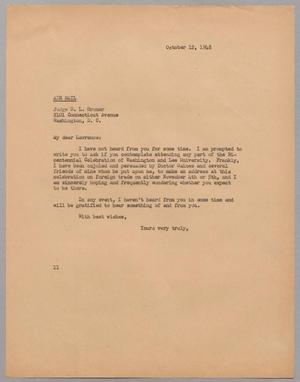 [Letter from I. H. Kempner to Judge D. L. Groner, October 12, 1948]