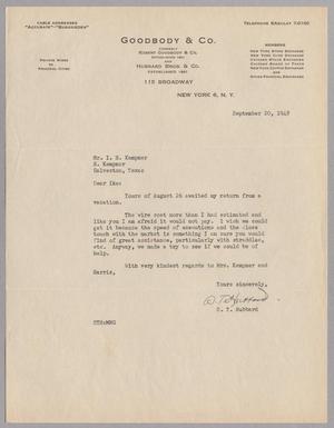 [Letter from S. T. Hubbard to I. H. Kempner, September 20, 1948]