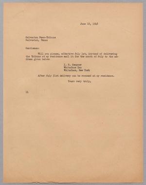 [Letter from Isaac Herbert Kempner to Galveston News-Tribune, June 18, 1948]