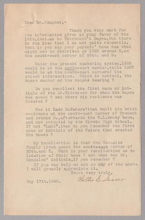 [Letter from Walter E. Grover to I. H. Kempner, May 17, 1948]