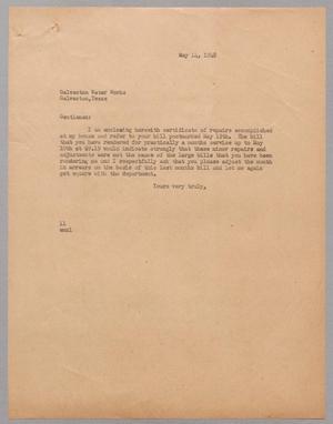 [Letter from I. H. Kempner to Galveston Water Works, May 14, 1948]