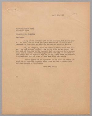 [Letter from I. H. Kempner to Galveston Water Works, April 19, 1948]