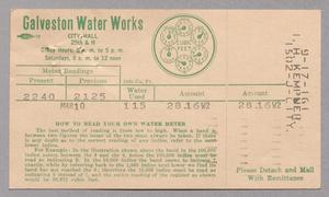 Galveston Water Works Monthly Statement: March 1948