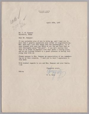 [Letter from W. L. Gatz to I. H. Kempner, April 26, 1948]