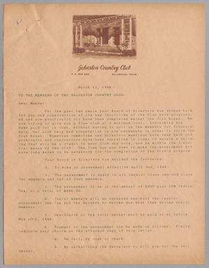 [Letter from Galveston Country Club, March 12, 1948]