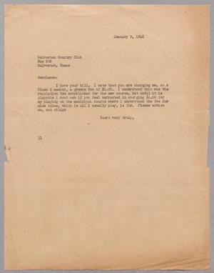 [Letter from I. H. Kempner to the Galveston Country Club, January 9, 1948]