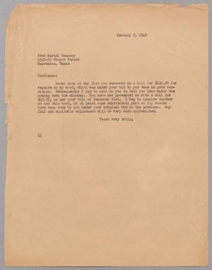 [Letter from I. H. Kempner to Fred Hartel Company, January 7, 1948]