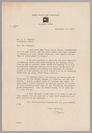 [Letter from D. A. Hulcy to I. H. Kempner, September 26, 1948]